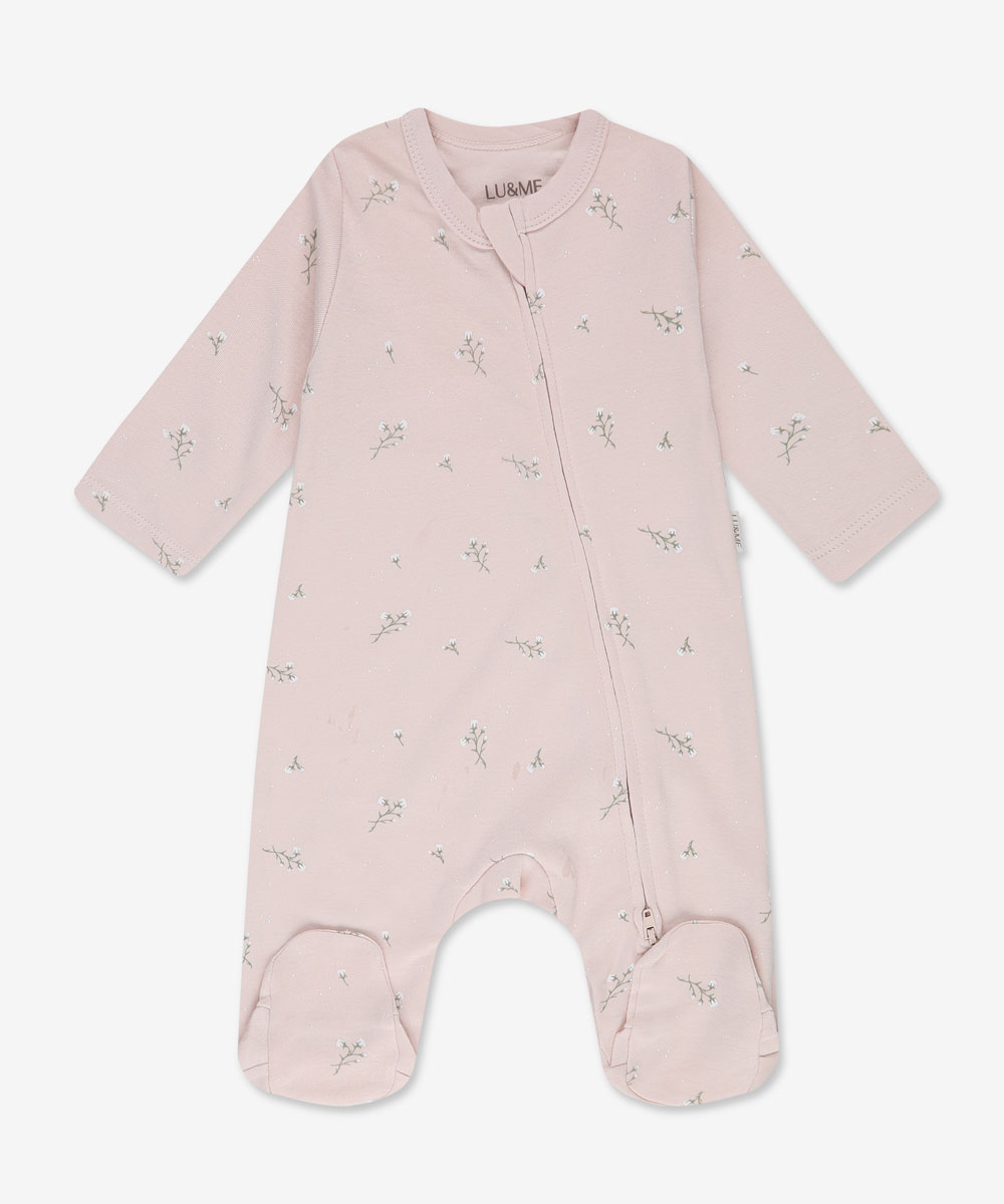 אוברול עם רוכסן - ורוד בהיר מודפס