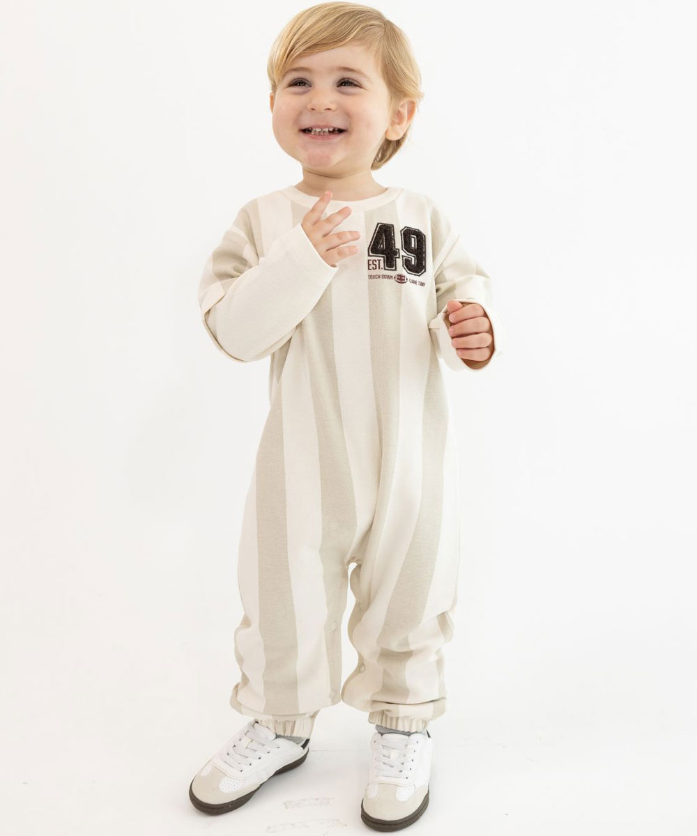 אוברול שרוול עם כיס - אבן