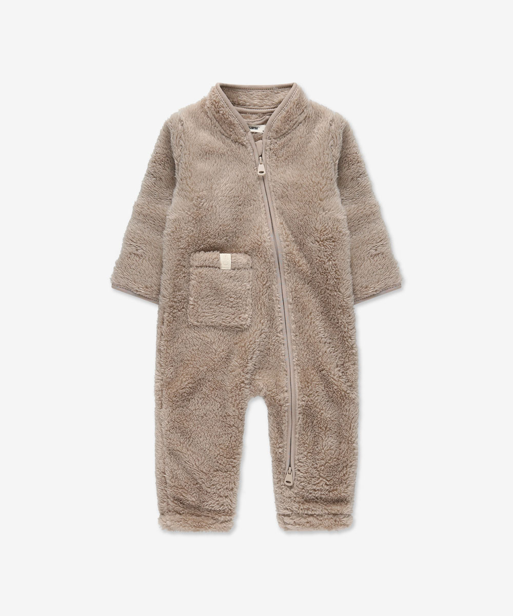 אוברול פליז עם רוכסן - אבן