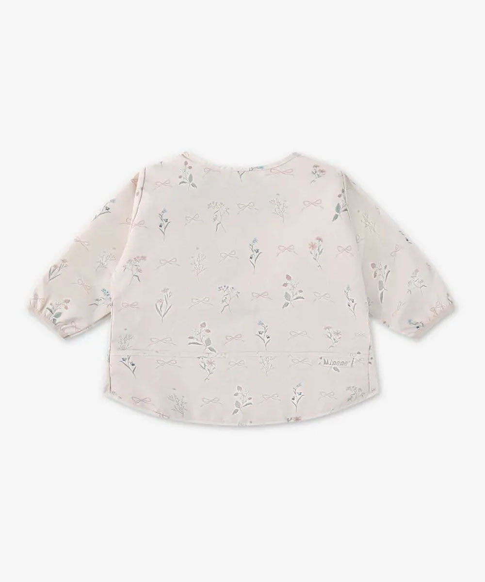 סינר אוכל עם שרוולים Minene - ורוד בהיר מודפס