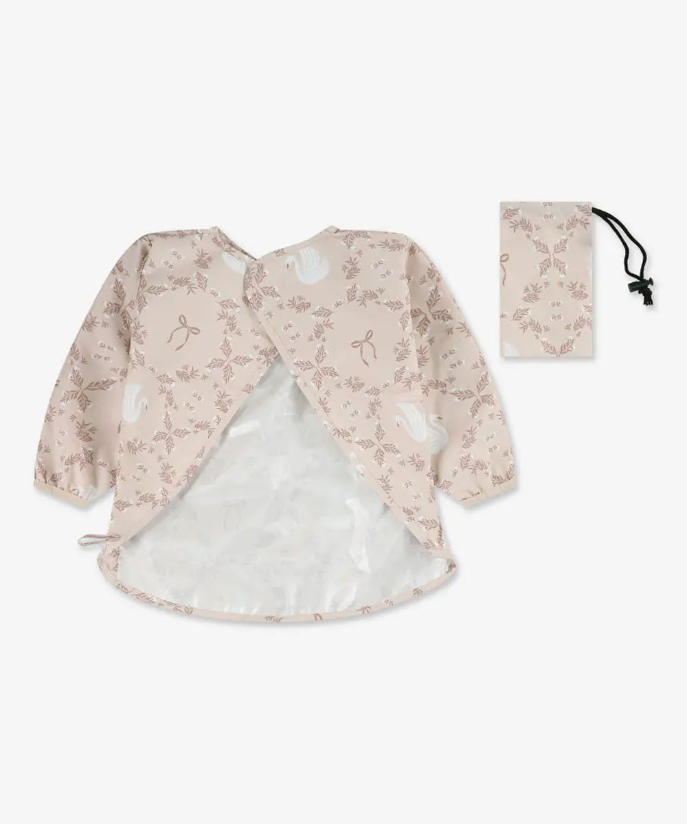 סינר אוכל עם שרוולים מיננה - ורוד מודפס - תמונת מוצר 2