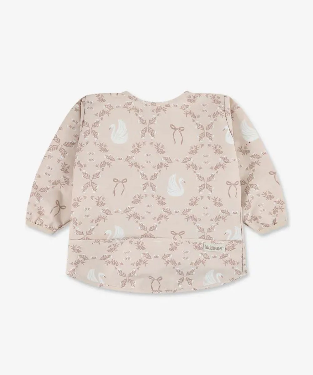 סינר אוכל עם שרוולים מיננה - ורוד מודפס