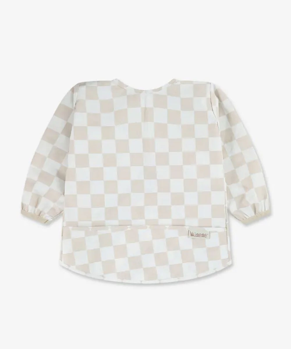 סינר אוכל עם שרוולים מיננה - שמנת מודפס